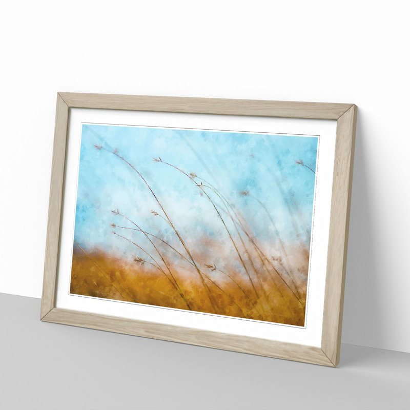 Blades Of Grass Painting - Single Picture Frame Print on MDF, Oak, 33cm H x 45cm W x 2cm D