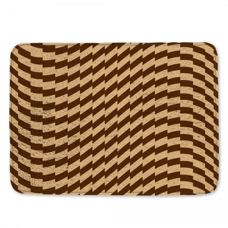 Tapis de bain Wavy Brown Beige, 34in W x 21in L