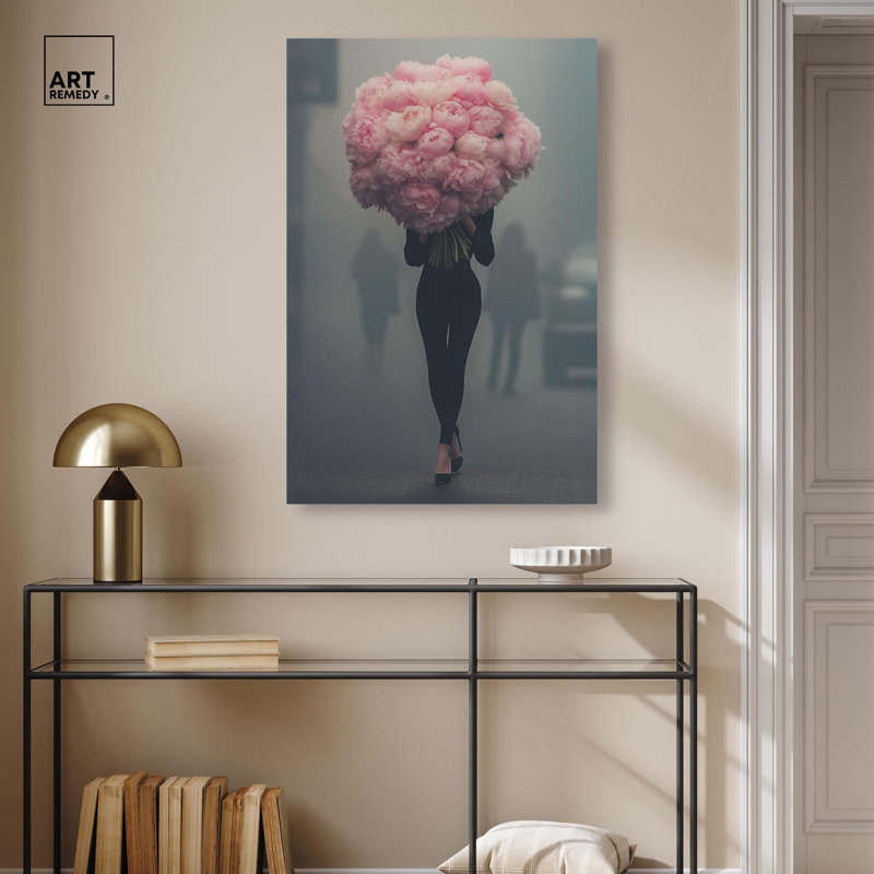 Toile de pivoine par Art Remedy, H 36 po x l 24 po, Toile tendue, Toile tendue