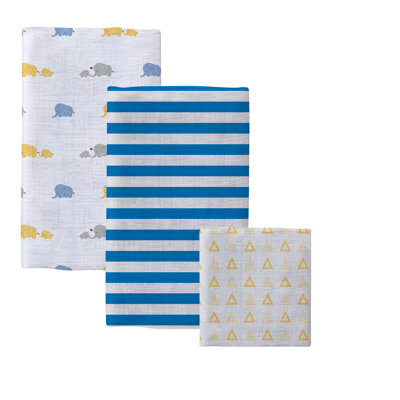 Bella 3-Piece 100% Cotton Baby Blanket Set – Includes Muslin Blanket, Waffle Blanket & Comfort Blanket