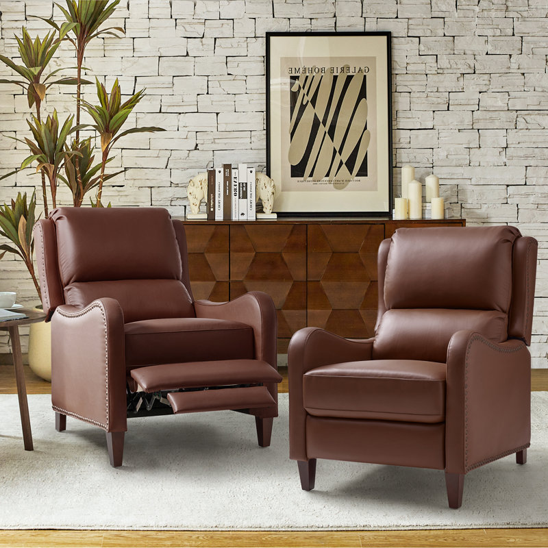 Fauteuil inclinable en cuir Beecher 28,75 po, Cuir pleine fleur brun