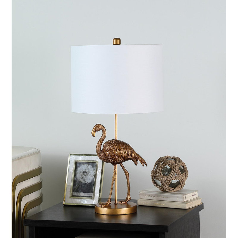 Lampe de table 26 po en résine flamant doré mat
