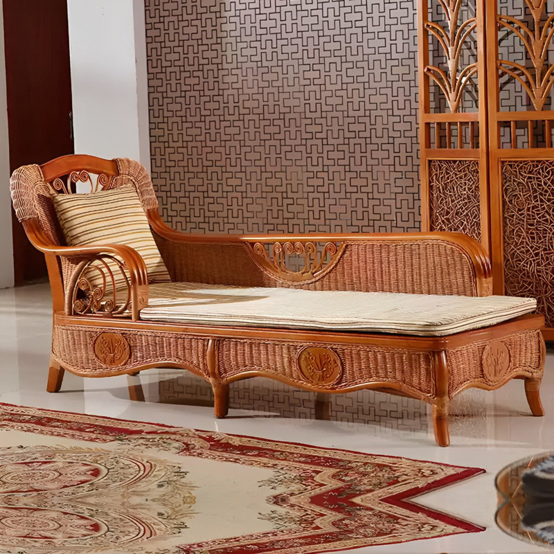 Rattan woven creative quality chaise longue, Left Hand Facing