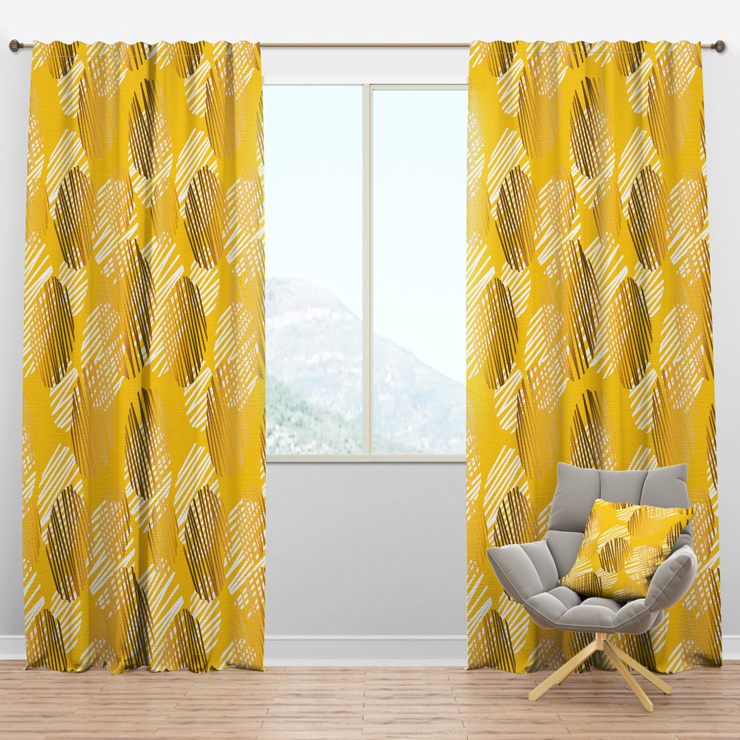 Abstract Retro Geometric III - Mid-Century Curtain - Velvet Room darkening - 1 panel Design Art Size per 