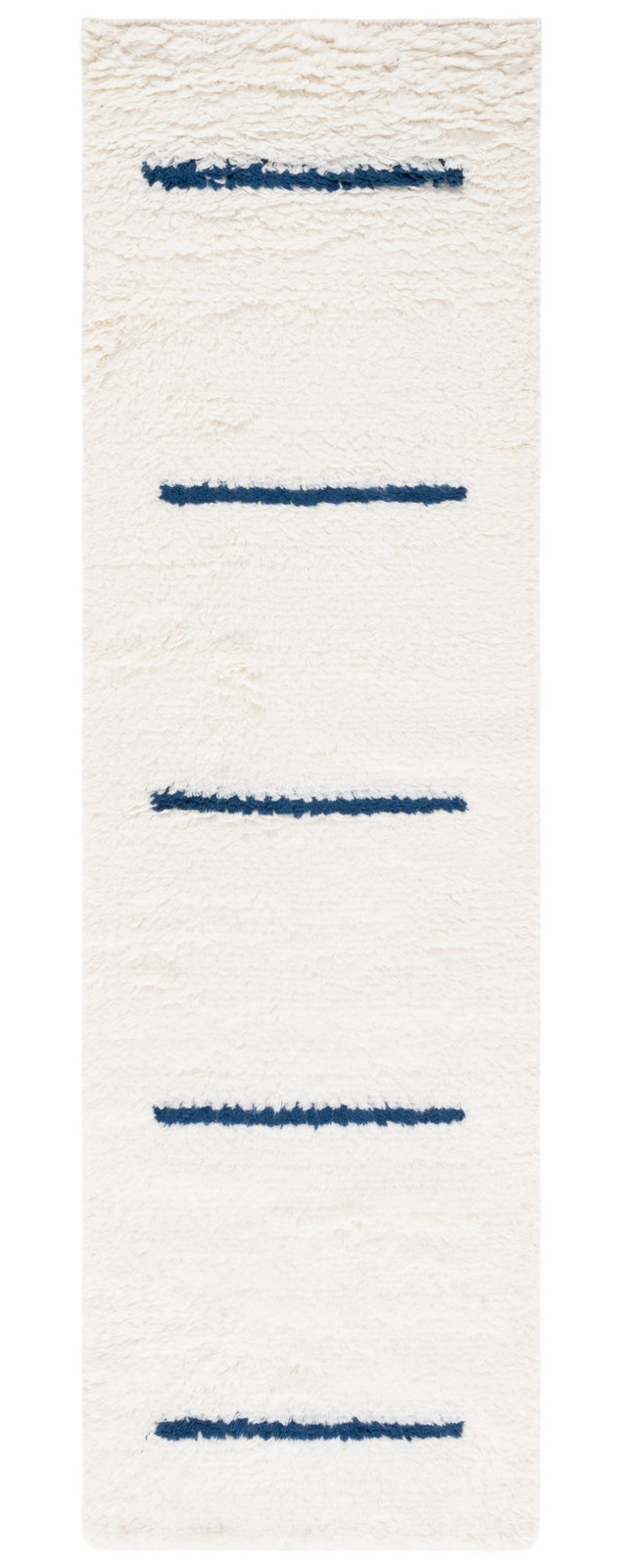 Mayer Handmade Wool Ivory/Navy Rug, Runner 2'3" x 8'
