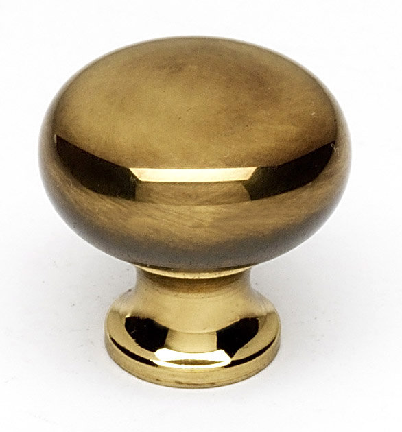 Mushroom Knob, Polished Antique, 1" H x 1" W x 0.63" D