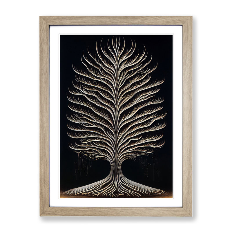 Classical Tree No.2 - Single Picture Frame Print, 64cm H x 46cm W x 2cm D, Oak