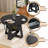 43.3"-59" Extendable Round Dining Table, Circle Kitchen Table Oval Dinner Table For 4-8, Farmhouse Dining Table With Removable Leaves Space Saving And Storage Shelf For Kitchen And Living Room, Black-1918473173