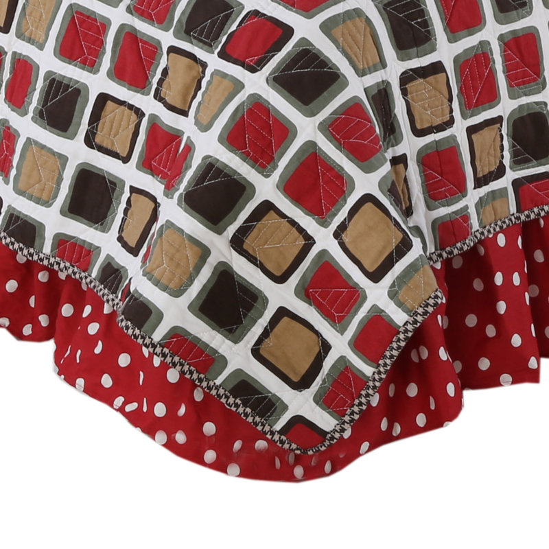 Houndstooth Ruffled Bed Skirt, Twin