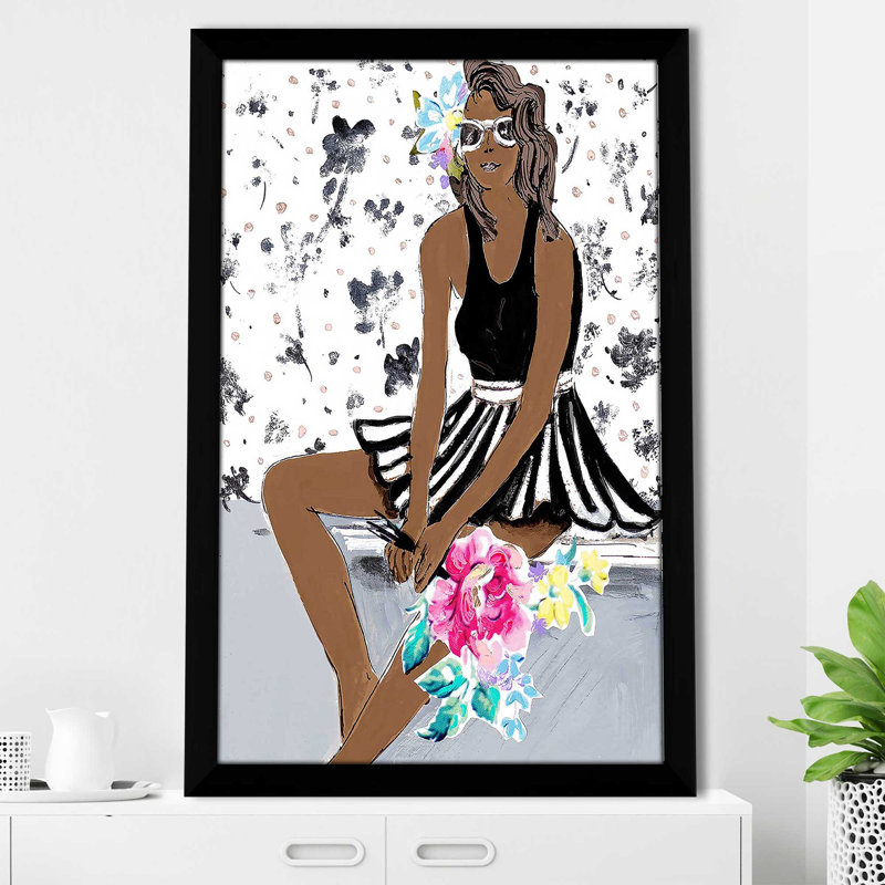 Pop Girl par Patricia Pinto - impression, H 39,5 po x l 27,5 po x P 0,75 po, Cadre noir