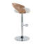 Tabouret de bar pivotant réglable en métal chromé, bois blanchi et tissu d'avoine avec repose-pieds arrondi en forme de T - Paquet de 2