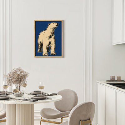 Minimal Polar Bear Framed Wall Art Prints - Nordic Animal Decor for Nursery Kids Room