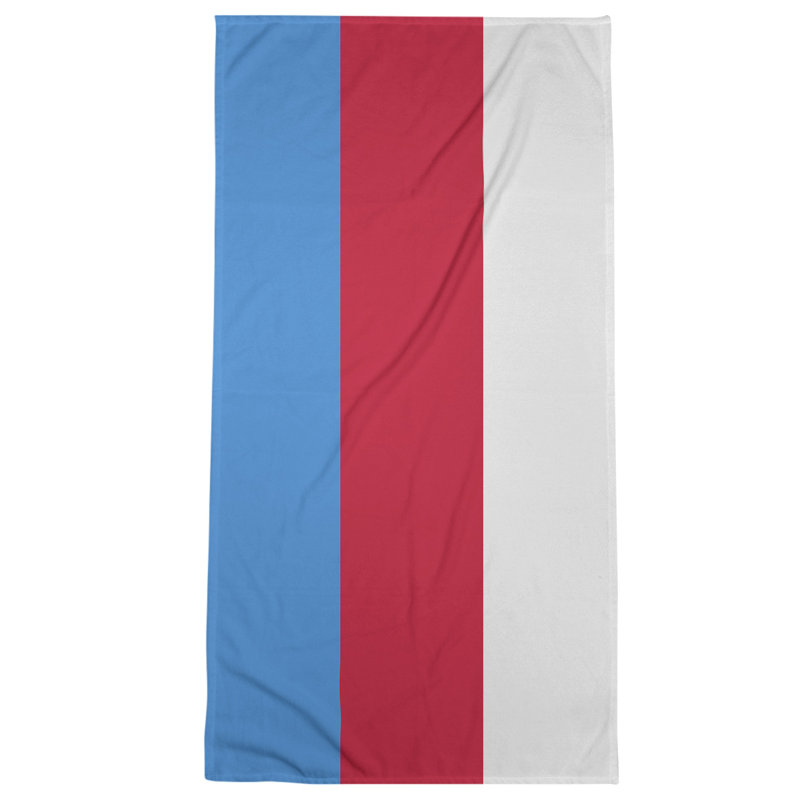 Cotton Blend Beach Towel, Light Blue/Red/Off White
