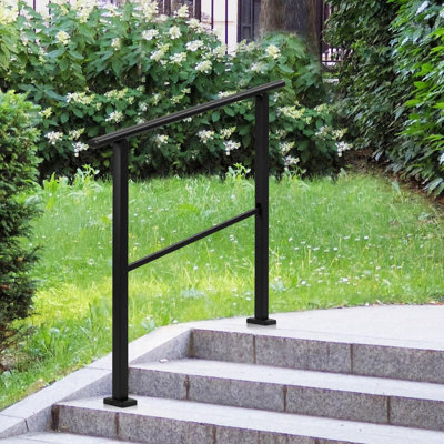 Metal Hand Rails for Outdoor Steps, Outdoor Handrail Stair Railing Kit, Exterior Hand Rails, 4 Steps