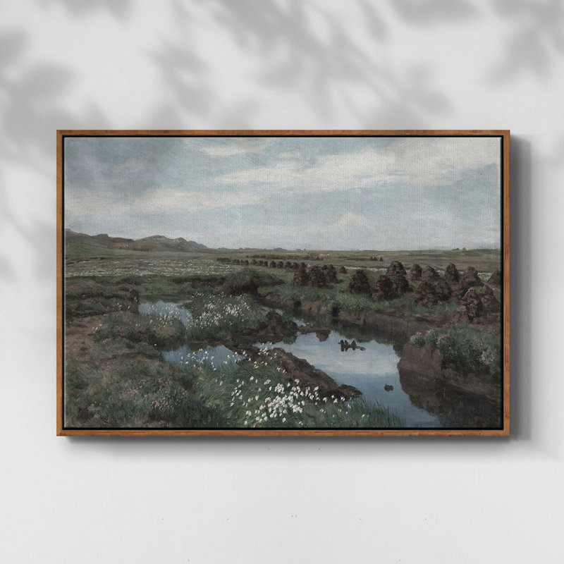 Paysage rétro-Dxxvi, H 25 po x l 37 po, Toile encadrée noyer flottant
