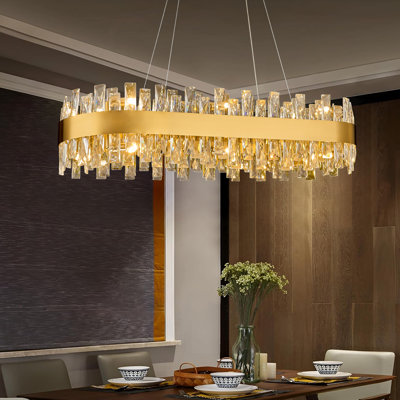 Dimmable Rectangle K9 Crystal Modern Chandelier with G9 Base