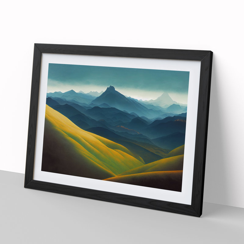 Joyous Mountain Landscape - Framed Print, Black, 34cm H x 46cm W x 2cm D