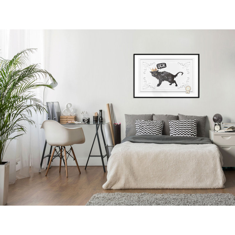 " Cat Rules I ", 24" W x 16" H, Black Framed