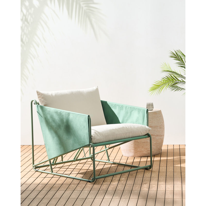 Sundos Outdoor Lounge Chair, Beige/Green