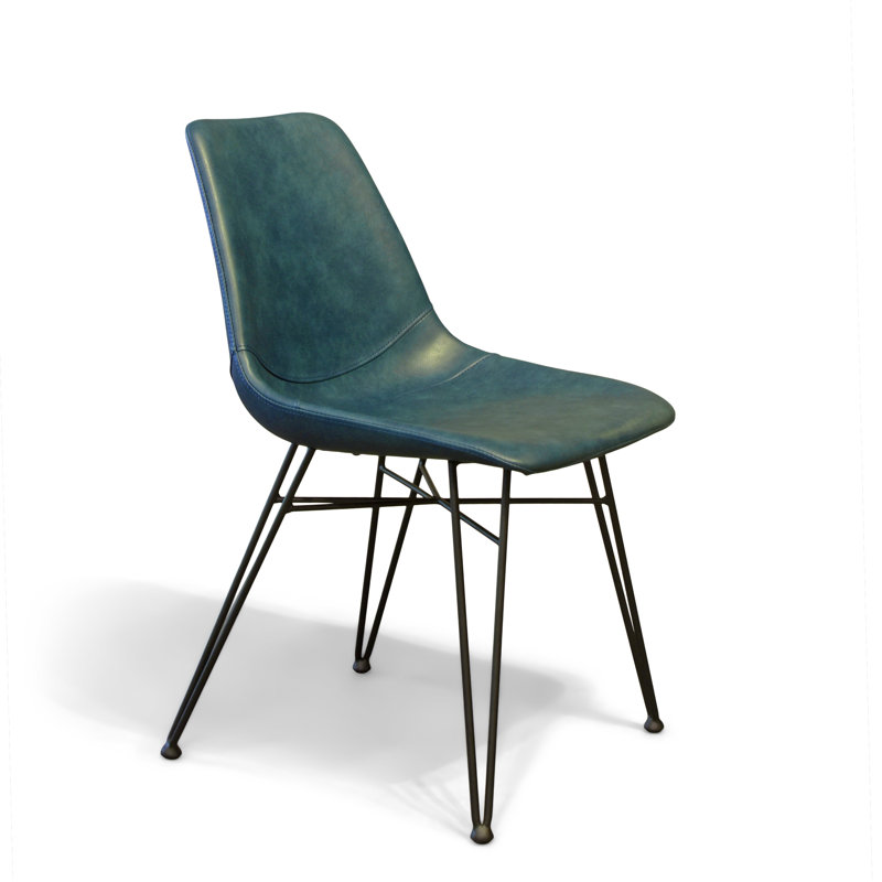 Volya Dining Chair, Faux Leather, Teal Blue