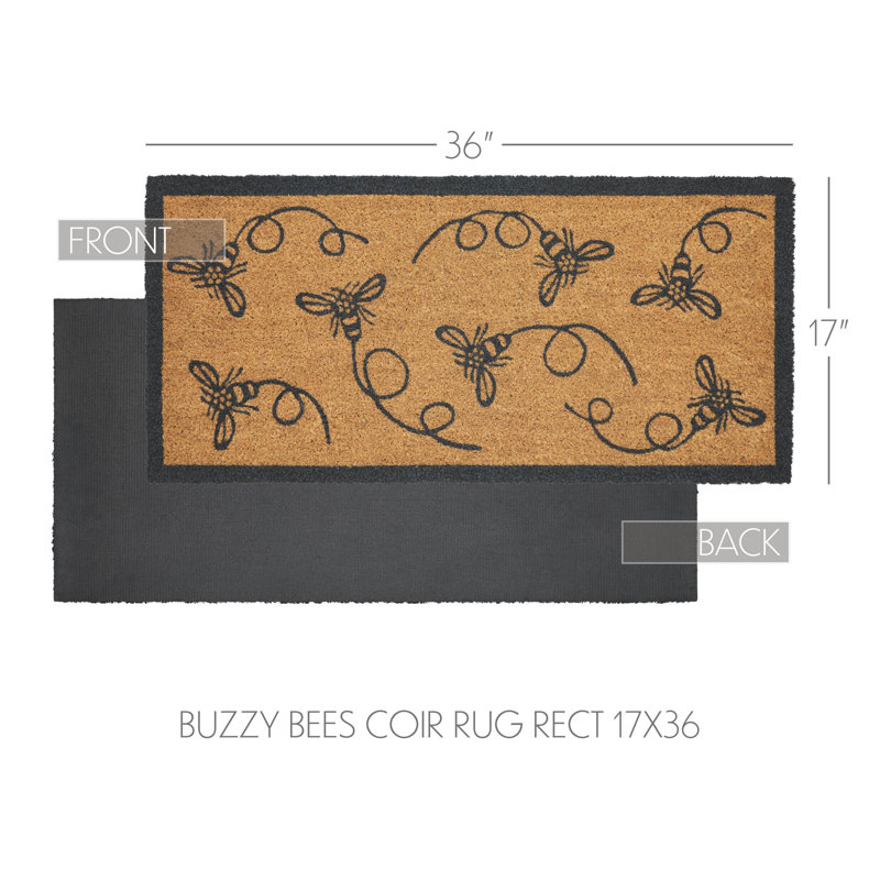 Buzzy Bees Coir Rug Rect, 17" W x 36" L