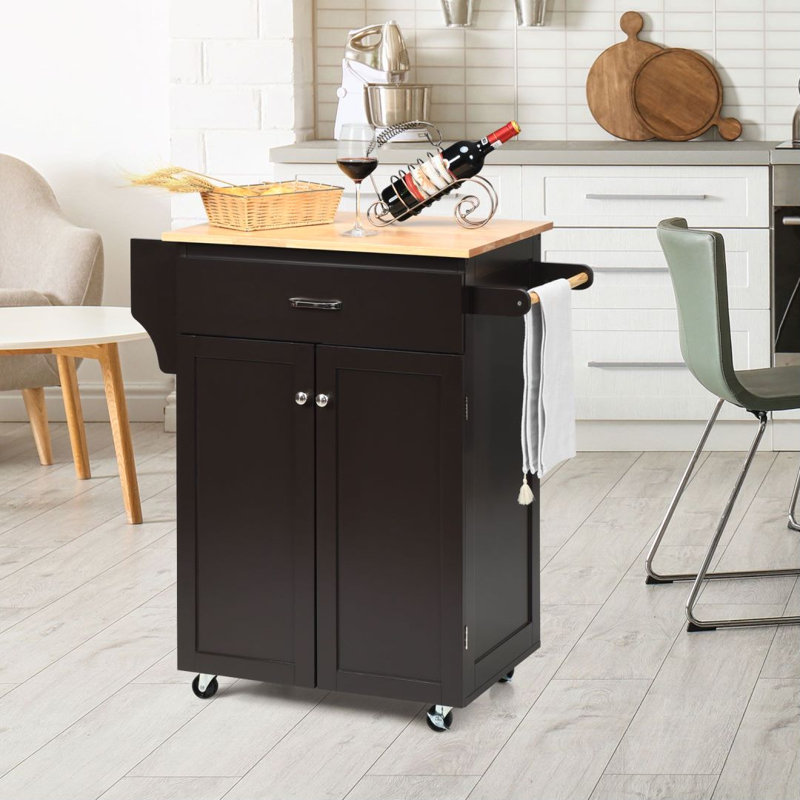 Bouzov 82 cm W Kitchen Island with, Black