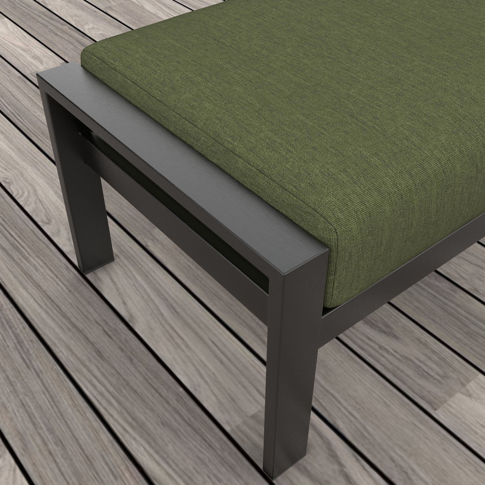 Townsend Metal Outdoor Ottoman with Sunbrella Cushion, Sunbrella Canvas Fern, No, None
