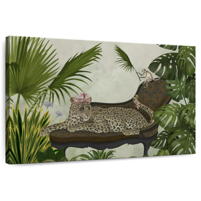 Chaise longue léopard, H 34 po x l 51 po
