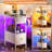 Narrow Side Table, End Table with Charging Station Bed Side Table Small Side Table Nightstand White