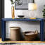 Table basse de 60 po bleu marine avec pieds incurvés, plateau épais robuste et installation réglable pour le salon / vestibule-1972987158