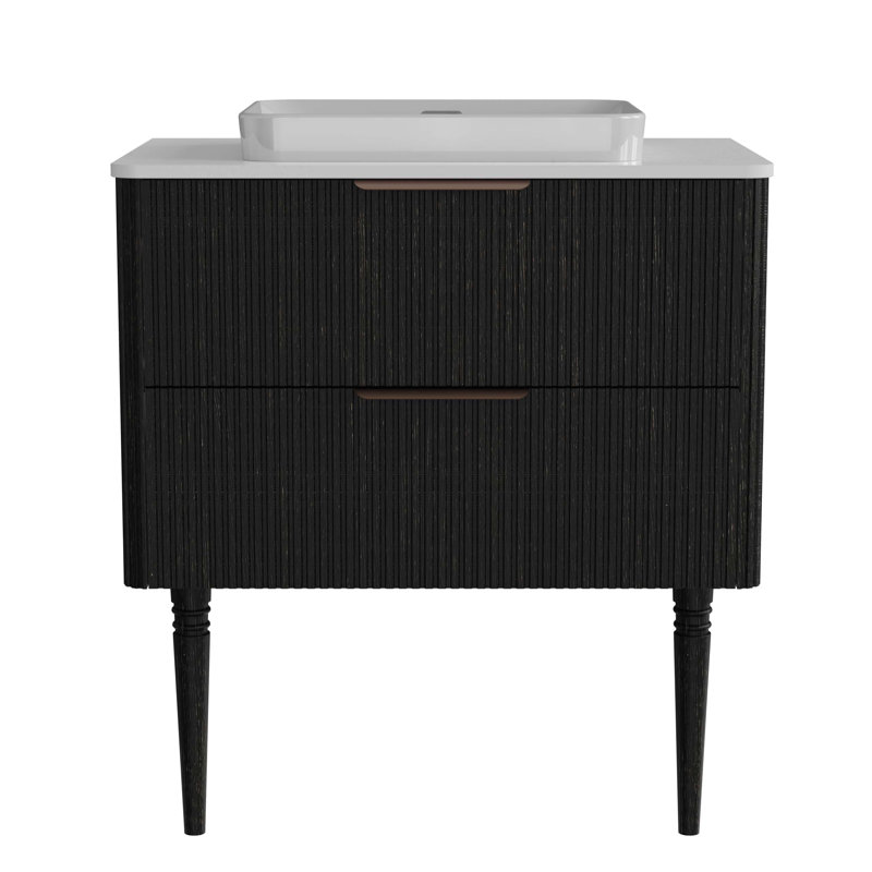 Meuble-lavabo polyvalent avec lavabo en céramique et rangement spacieux, Noir