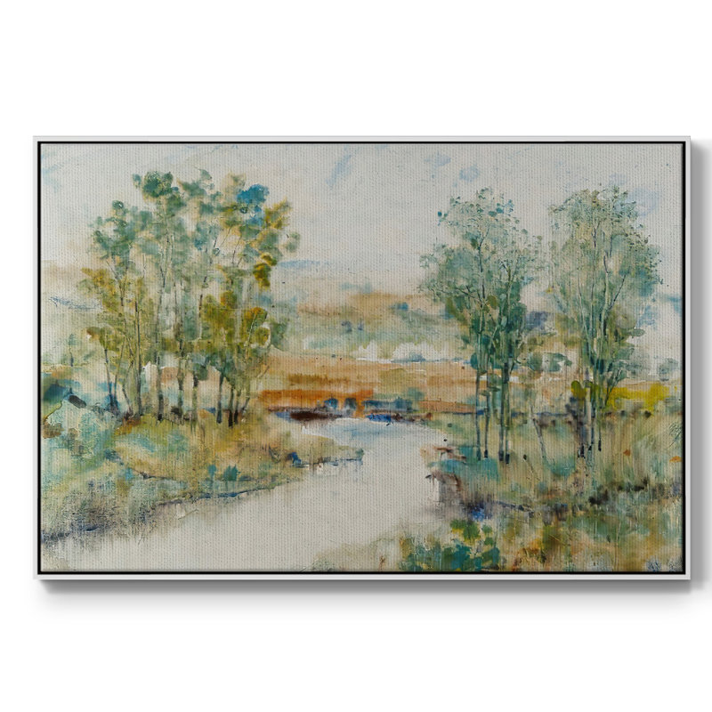 Trees on the Creek II - Toile tendue avec châssis, H 17 po x l 25 po x P 2 po, Cadre blanc