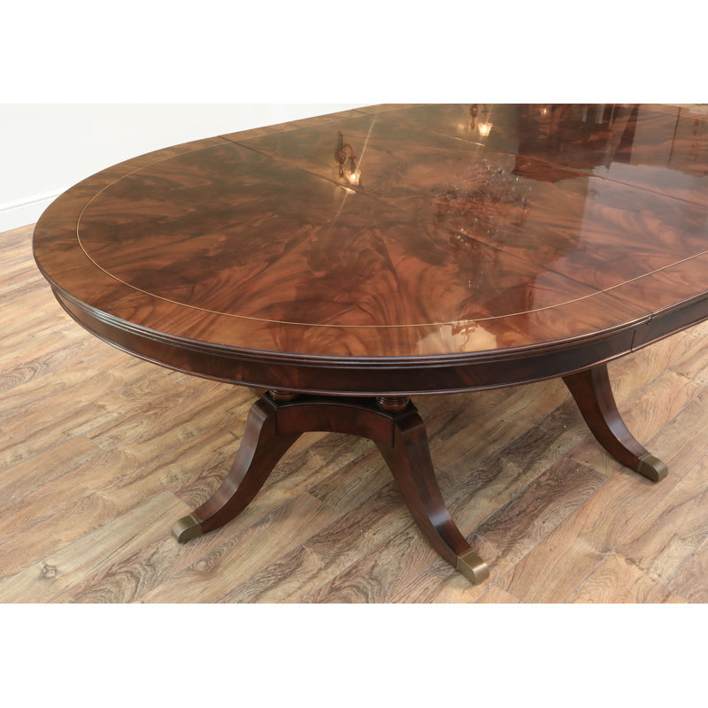 Round Mahogany Dining Table Opens To 10 Feet  Seats 12