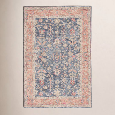 Lindsay Blue Orange Hand-Tufted Wool Oriental Rug