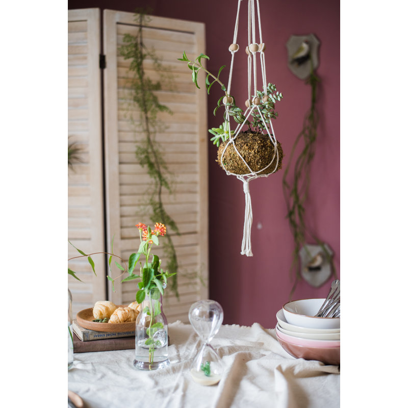 Cintre en coton et corde de chanvre, H 35,4 po x l 1 po x P 1 po