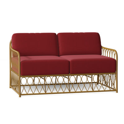 Cane 53.75'' Wide Aluminum Loveseat with Cushions