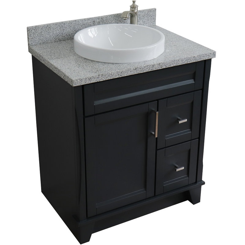 31'' Single Bathroom Vanity with Granite Top, Gray