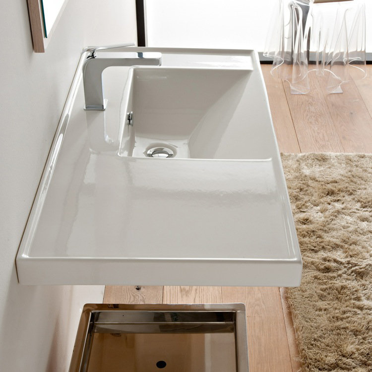 Scarabeo By Nameeks ML 18.5'' Glossy White Vitreous China Rectangular Drop-in, Wall Mount Bathroom Sink with Overflow