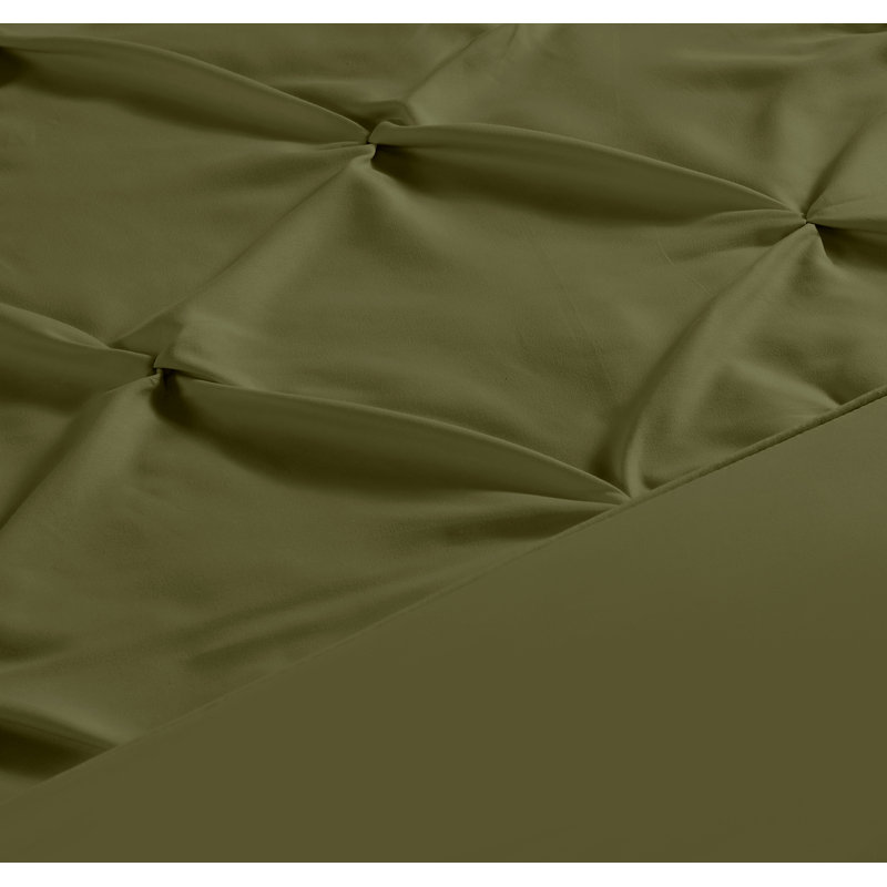 Ensemble d'édredon en microfibre 7 pièces Sydney Pintuck, Édredon de très grande taille et 6 pièces suppl, Olive