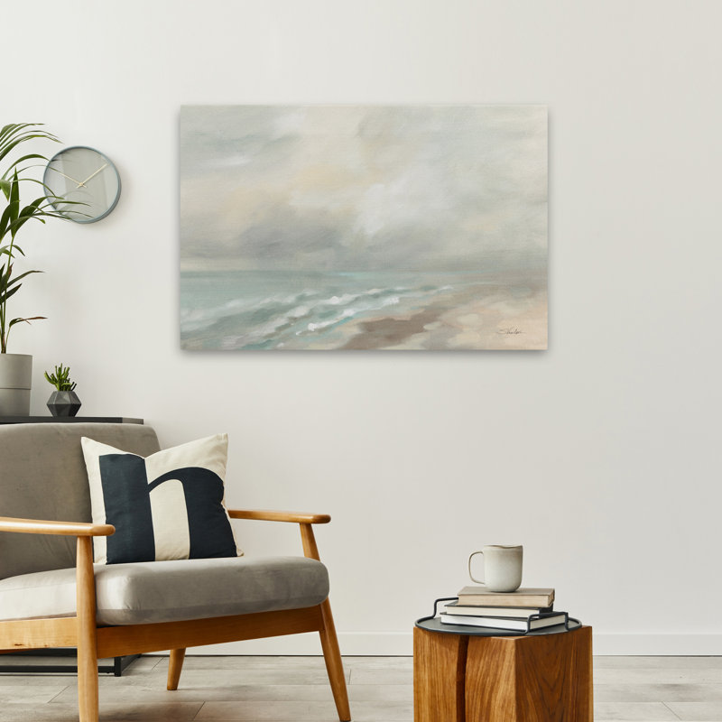Wispy Clouds At Dawn Contemporary Gray Landscape Coast Coast Line, H 36 po x l 24 po