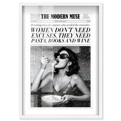 Art mural Pasta Shadowbox Print Glam par Notoriart, cadre blanc, 16 x 24