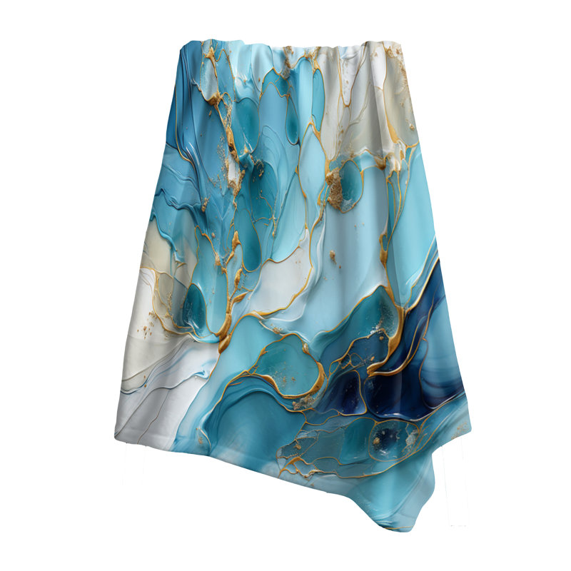 Jeté bleu et blanc Glacier Charm - formes abstraites