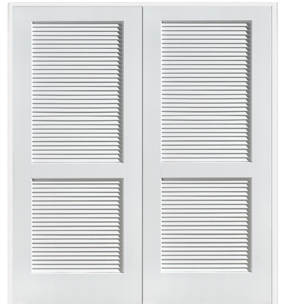 Louver Interior Door 80'' Solid + Manufactured Wood Louvered Prehung Door MMI DOOR 