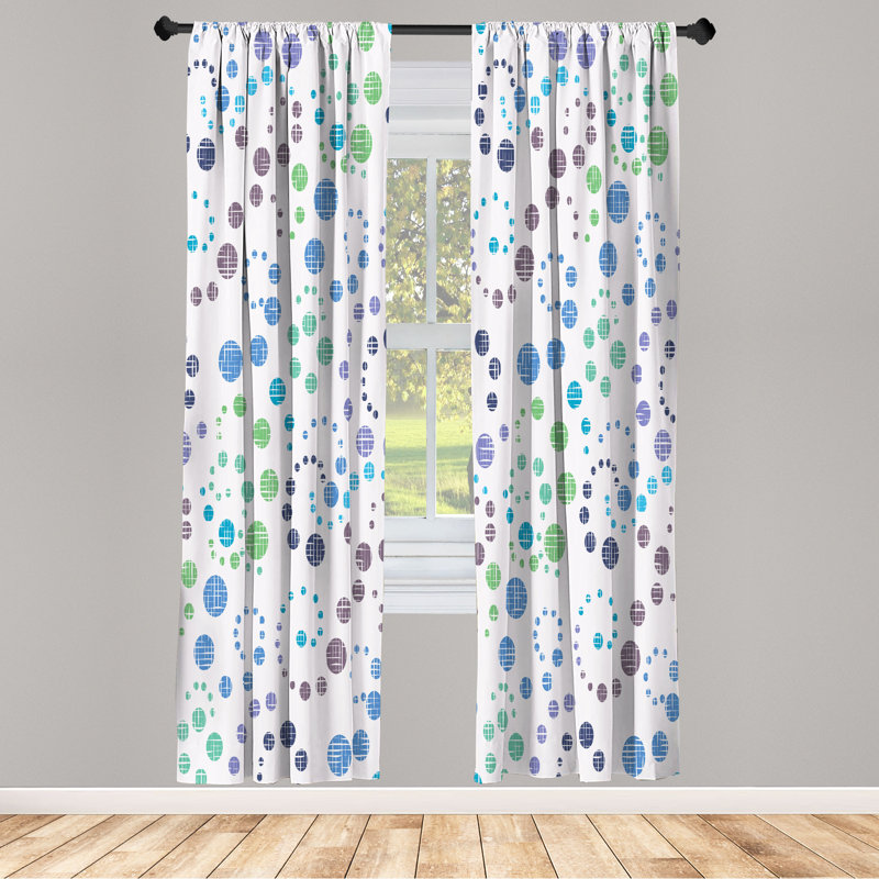 George Oliver Modern Art Curtains, Grunge Polka Dots Print, Pair of 28", Sea Blue, 28" W x 95" L