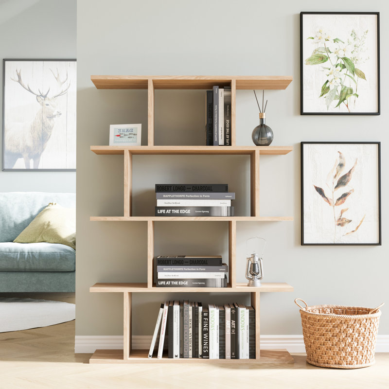 Alyson Standard Bookcase, Oak, 127.4 H x 90 W x 25 D cm