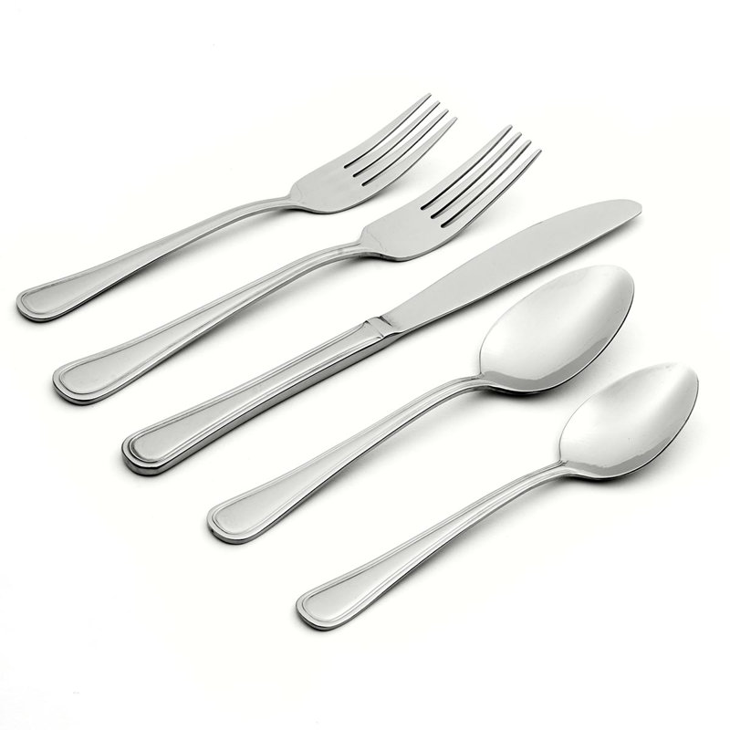 Oneida Tress Everyday 50 Piece Flatware Set, Dishwasher Safe, 5.40 LB, Metallic