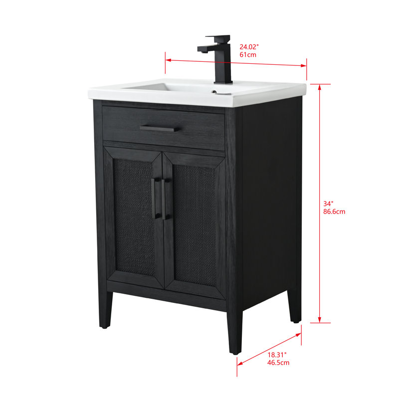 Ensemble de meuble-lavabo simple 24 po Sebastiano, Chêne noir