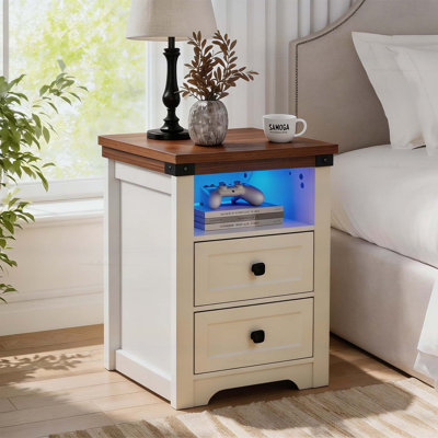 Farmhouse End Table with Charging Station