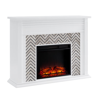 Hebbington Tiled Marble Electric Fireplace