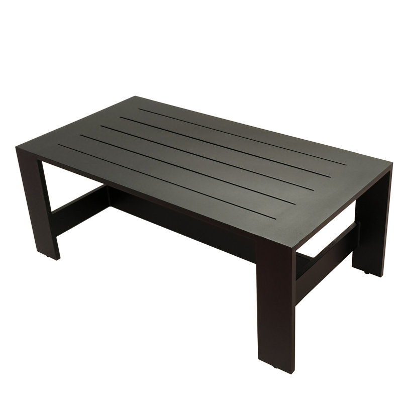 Sterling Metal Outdoor Coffee Table with Slat Top